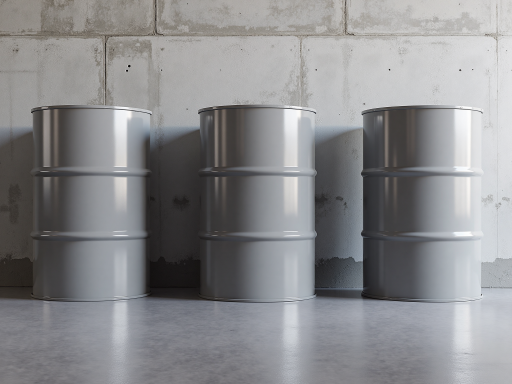 透明塑料桶装丙烯酸防水涂料,白色标签,室内仓库货架背景